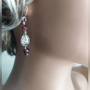 Sterling Silver and Garnets Earrings